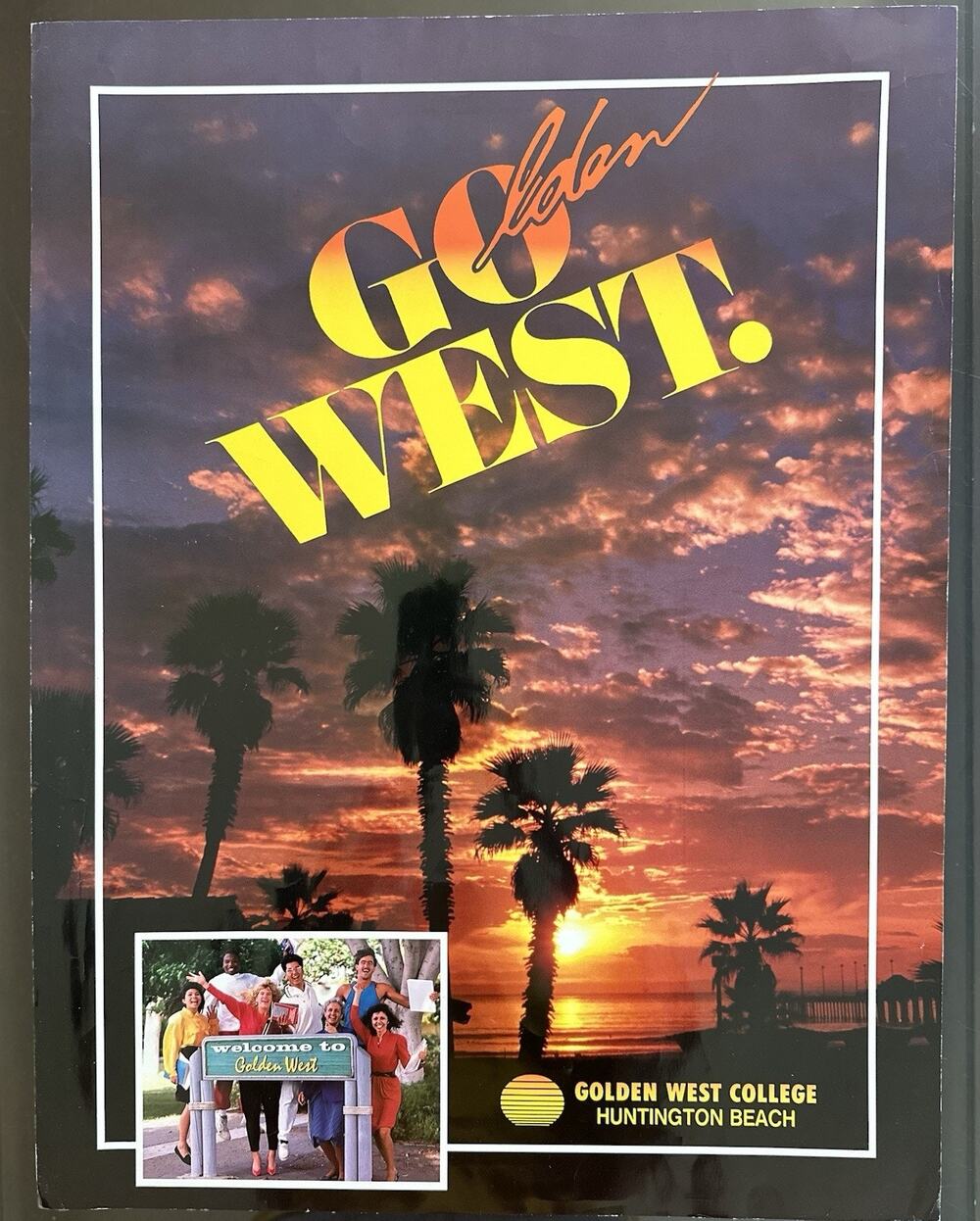 Vintage Golden West College Go West Poster Huntingtin Beach CA 19x24.5 Print